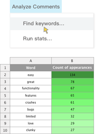 Find keywords within your comments